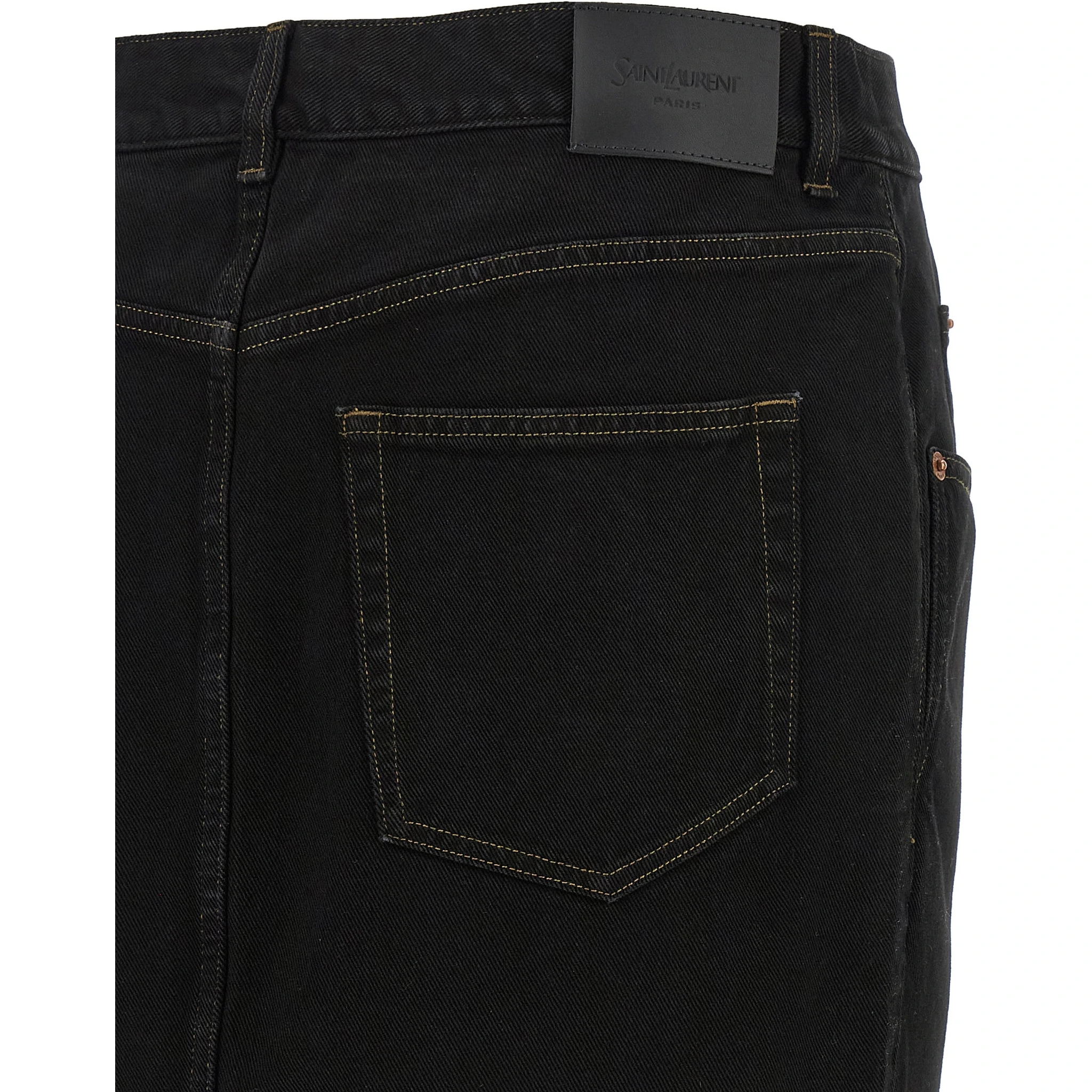 Black Cotton Midi Skirt