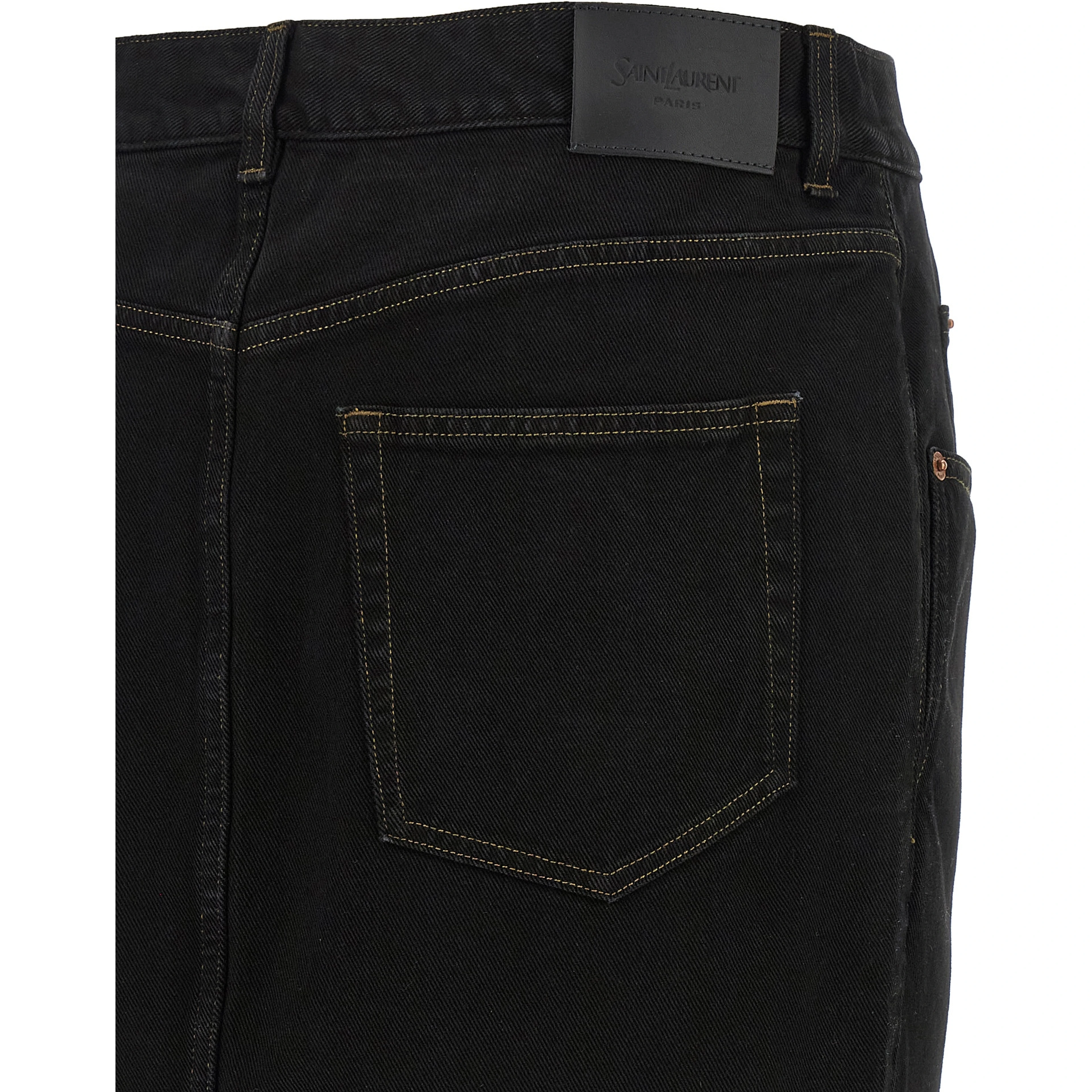 Black Cotton Midi Skirt