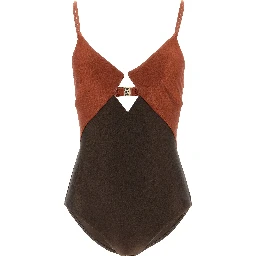 Brown Polyamide One-Piece Swimsuit