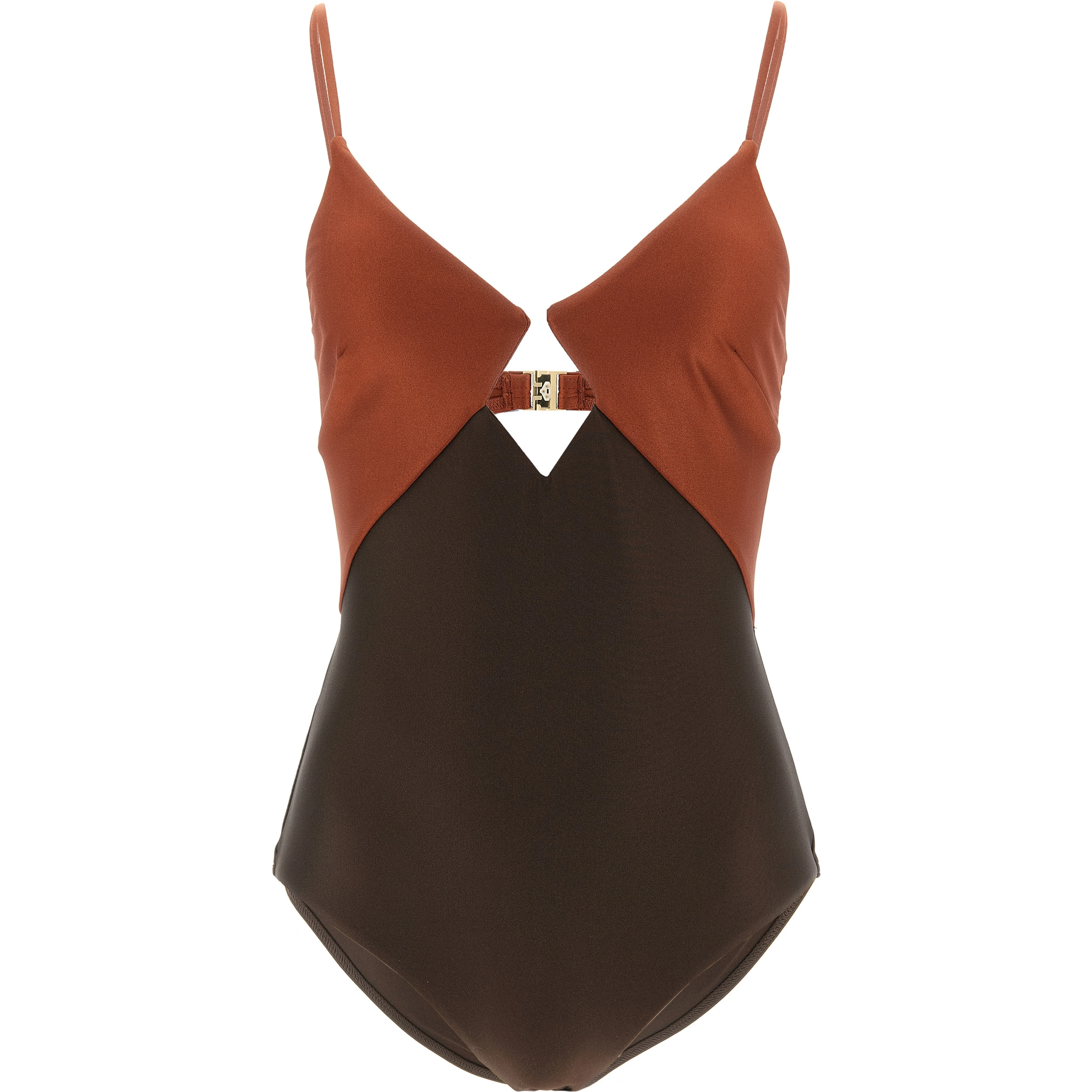 Brown Polyamide One-Piece Swimsuit