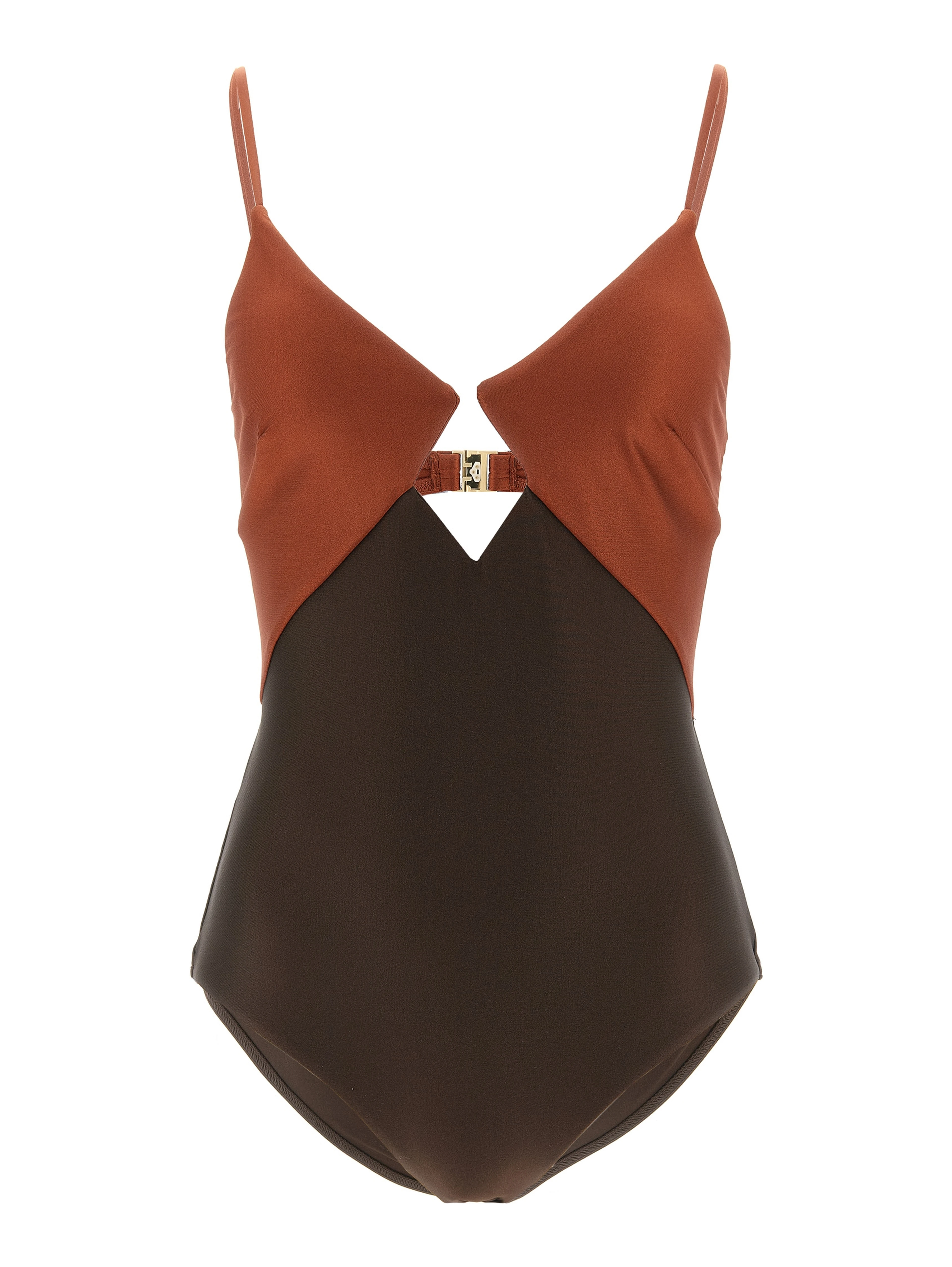 Brown Polyamide One-Piece Swimsuit