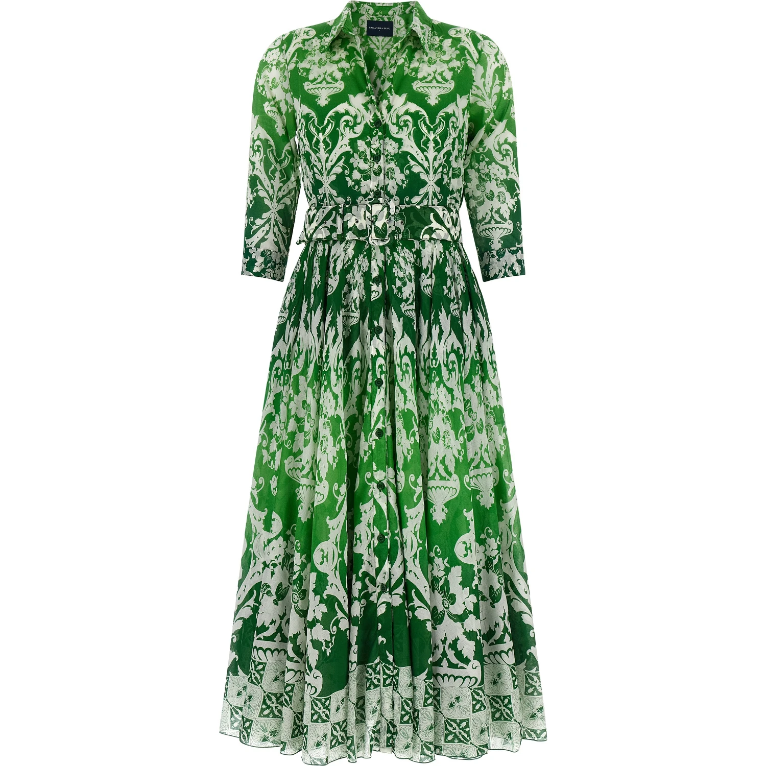 Bicolor Cotton Midi Dress