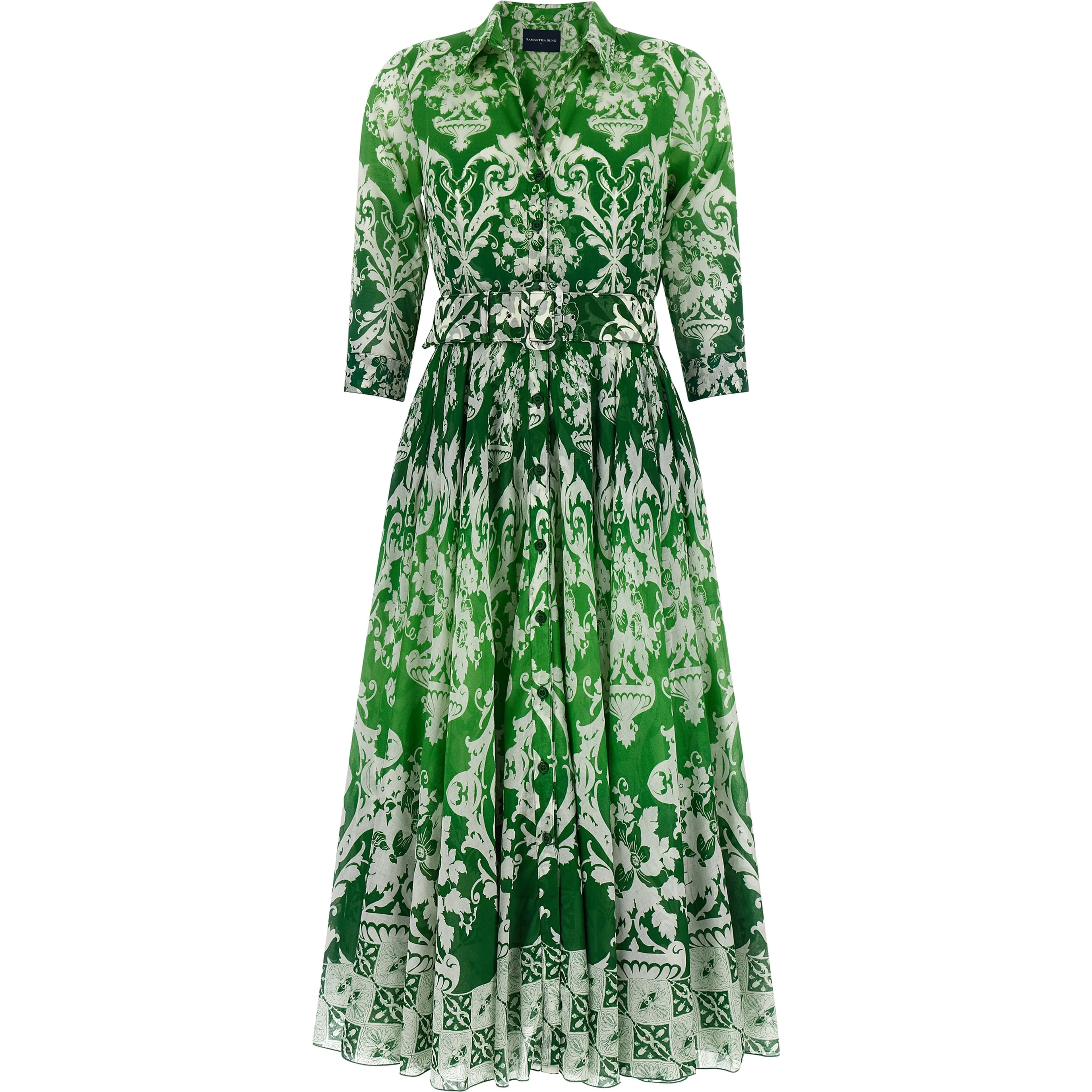 Bicolor Cotton Midi Dress