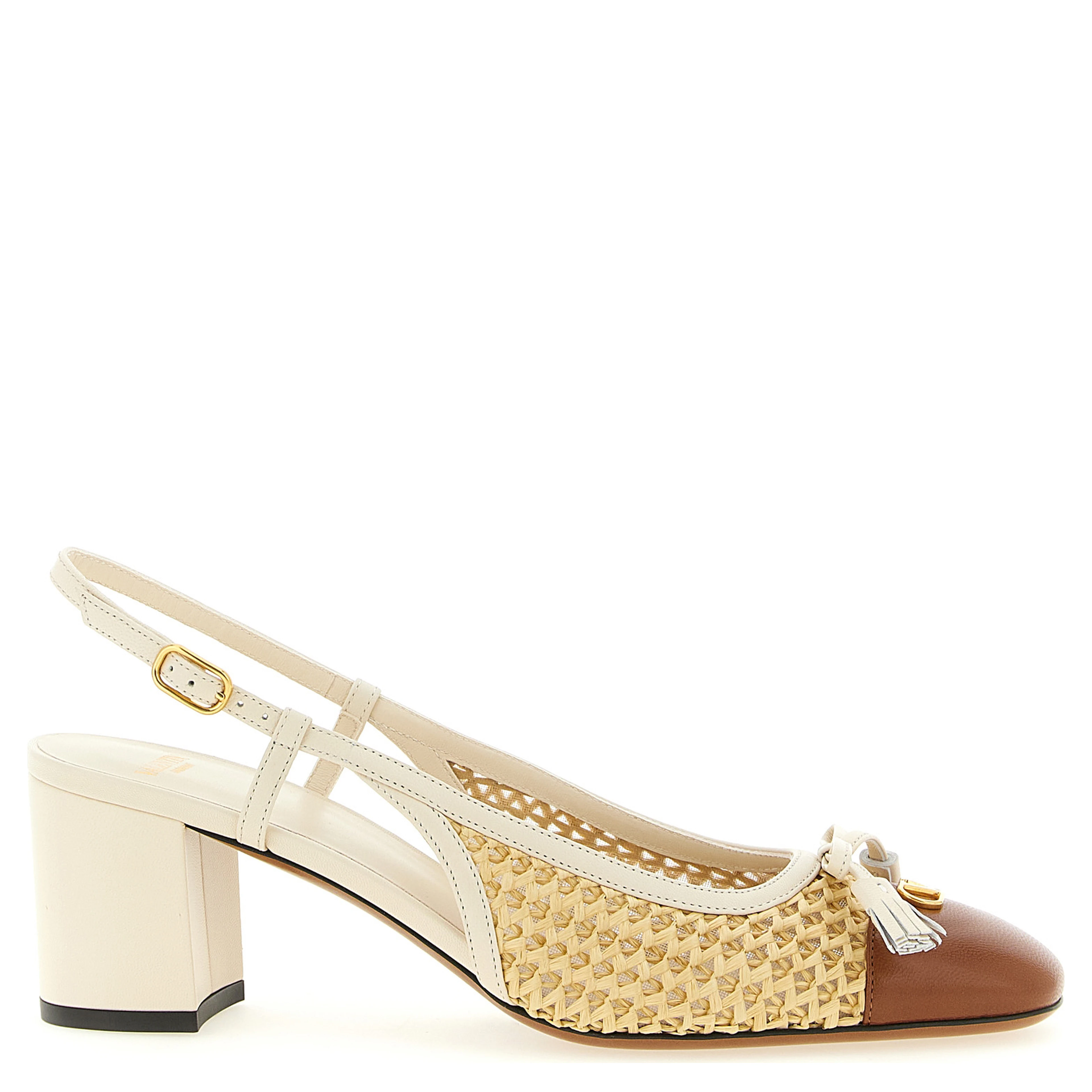 Beige Goatskin Mid Heel Pumps
