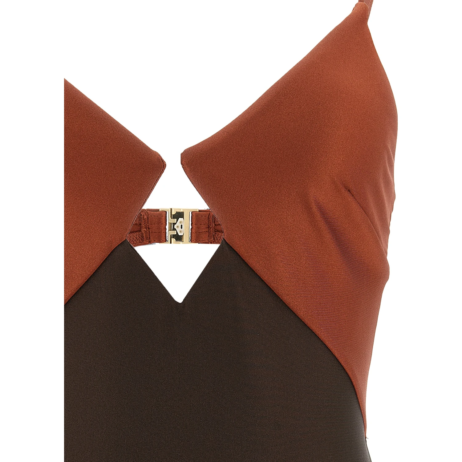 Brown Polyamide One-Piece Swimsuit