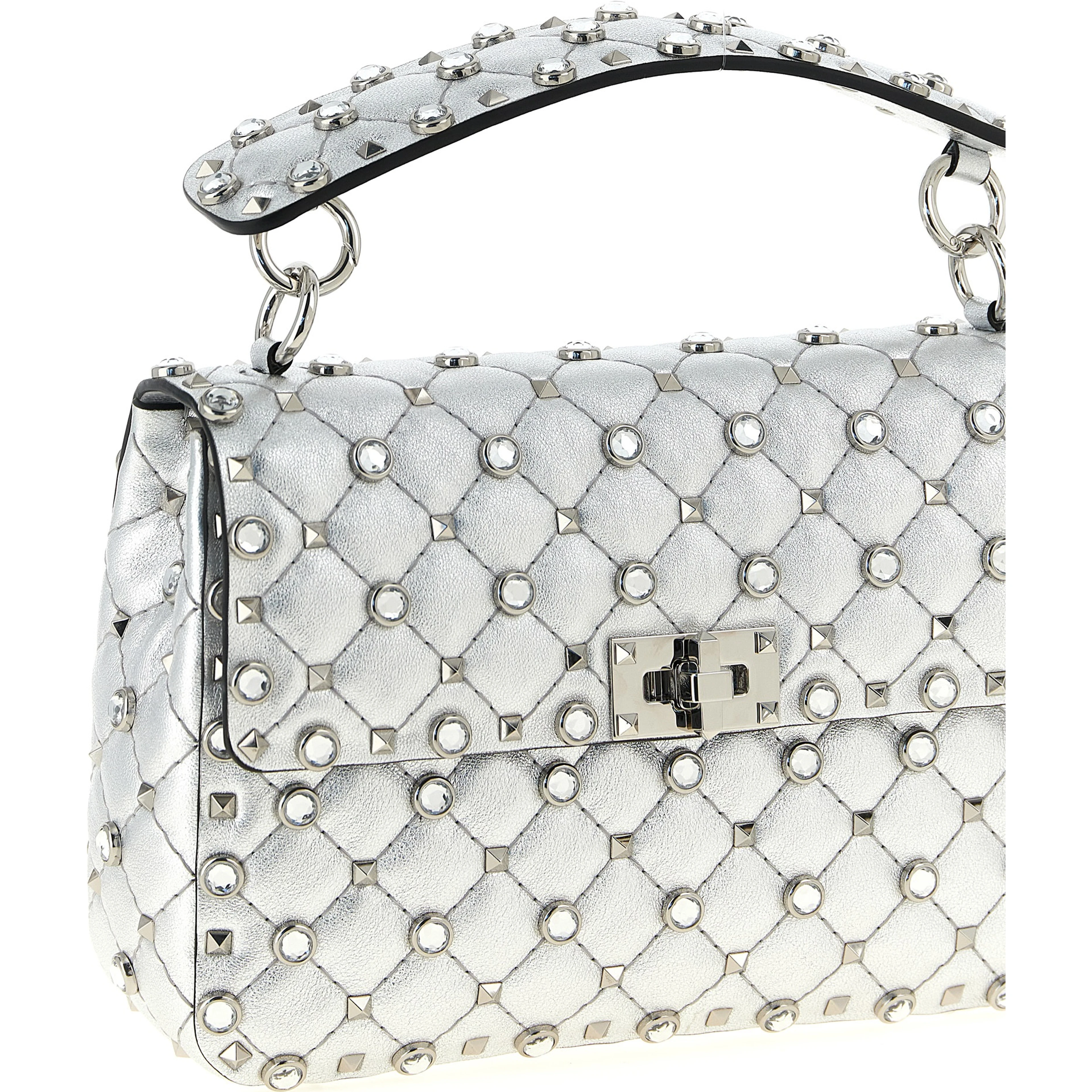 Silver Lamb Leather Shoulder Bag