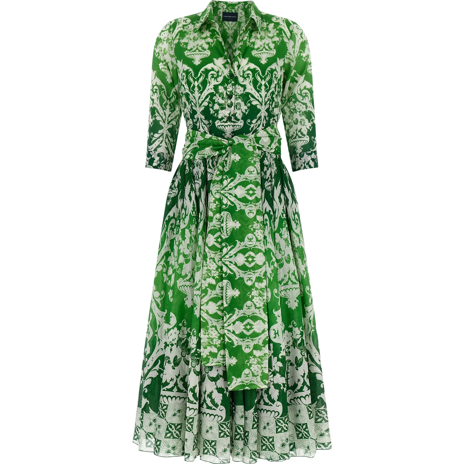 Bicolor Cotton Midi Dress