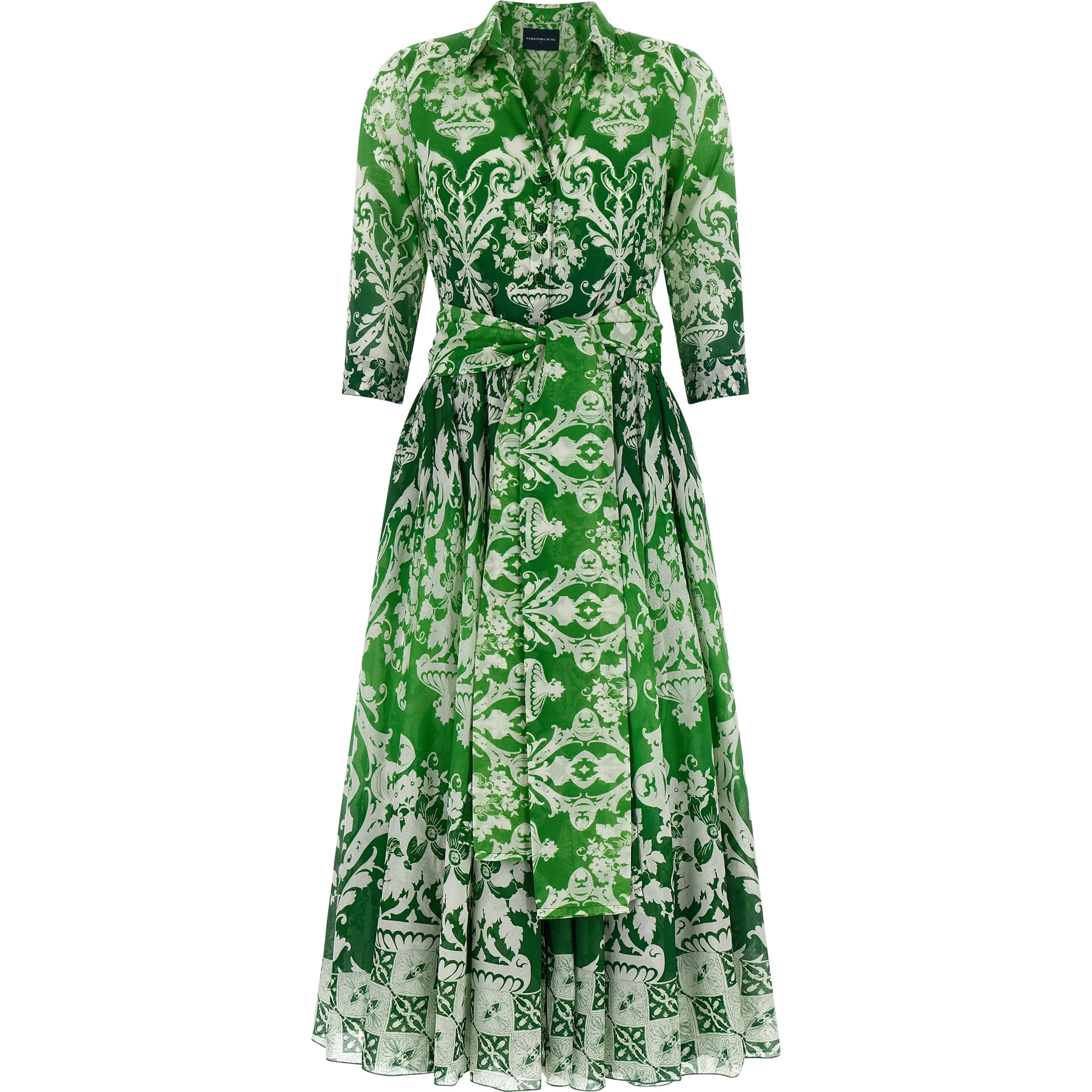 Bicolor Cotton Midi Dress