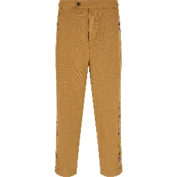 Beige Cotton Casual Pants