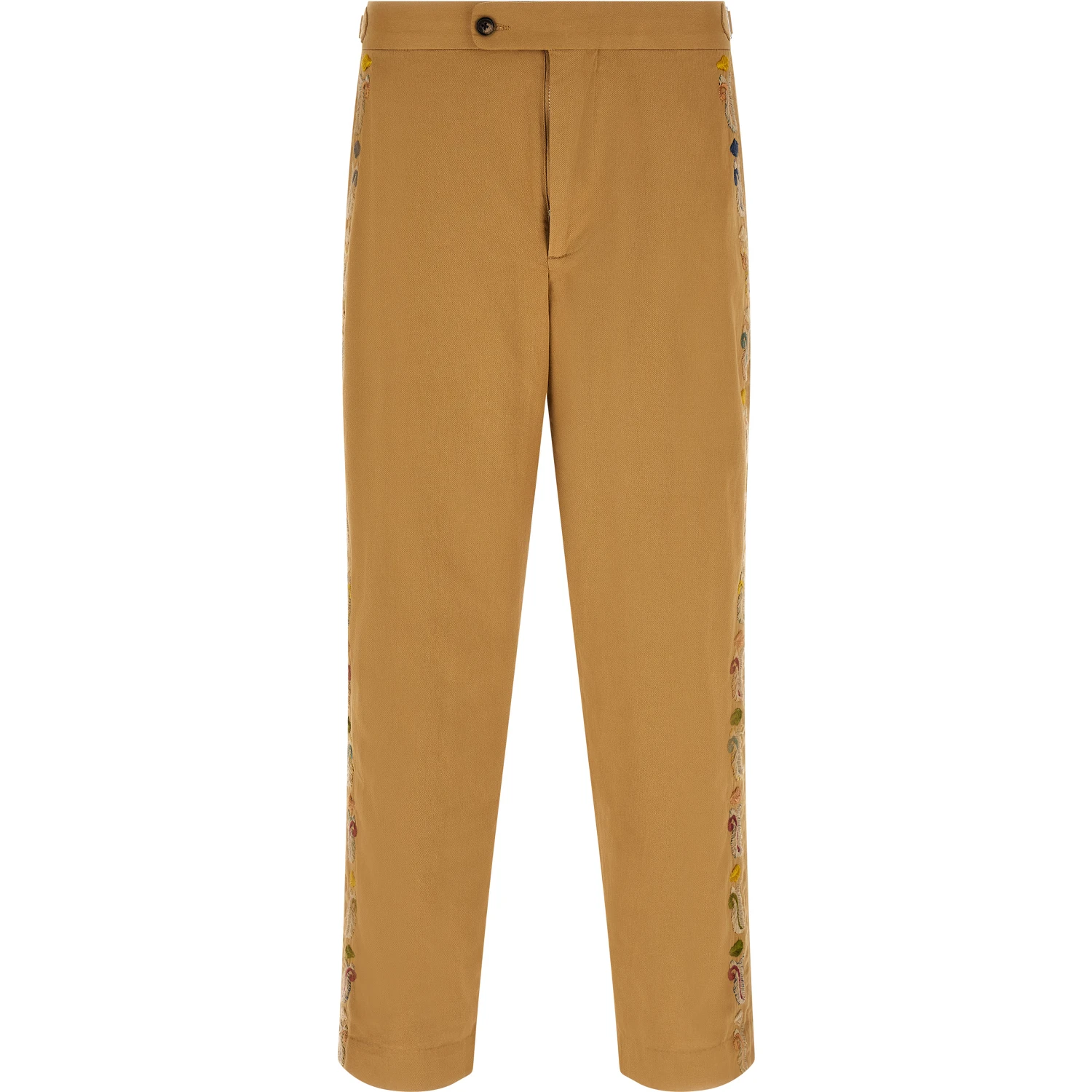 Beige Cotton Casual Pants