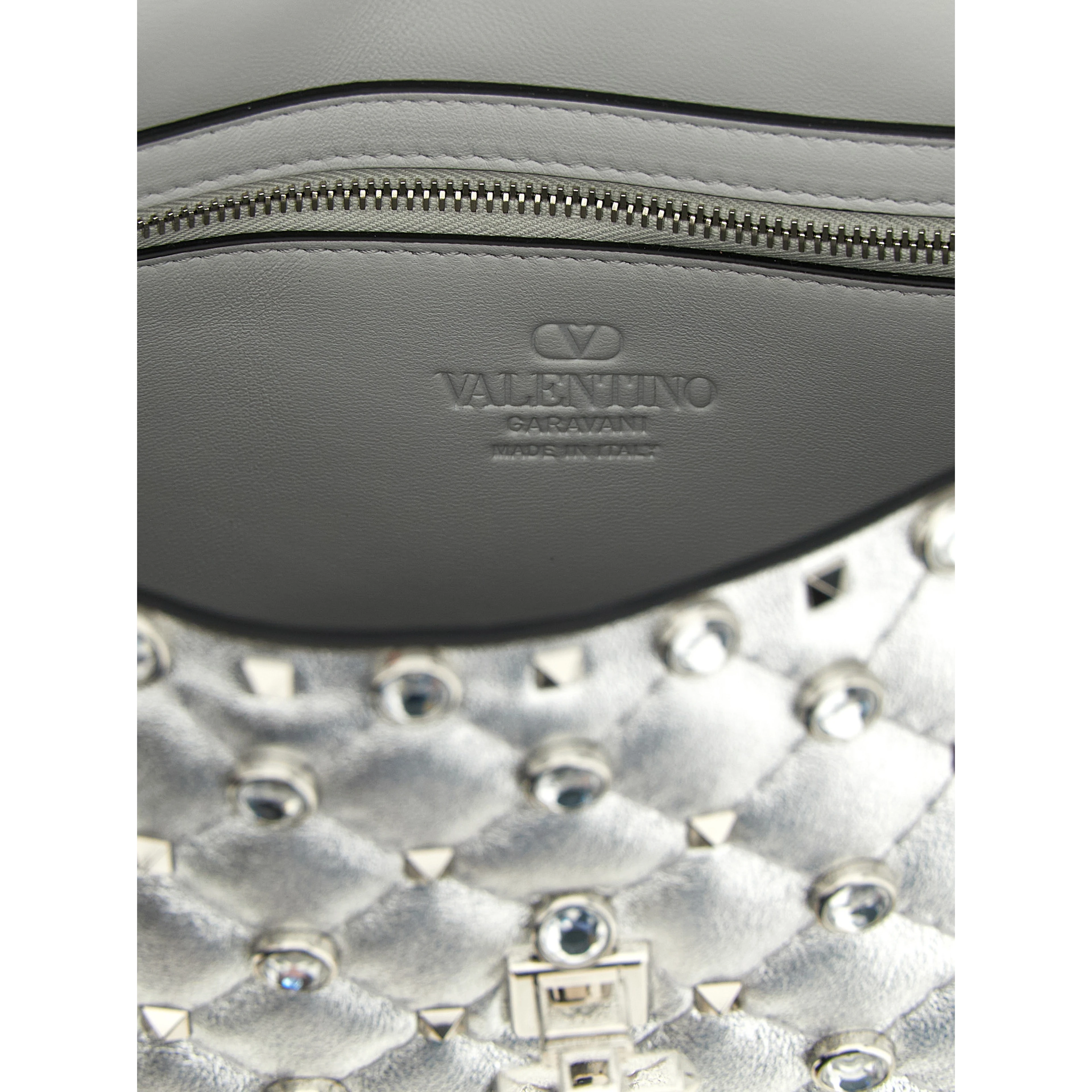 Silver Lamb Leather Shoulder Bag