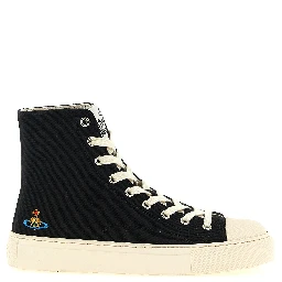 Bicolor Cotton High Top Sneakers