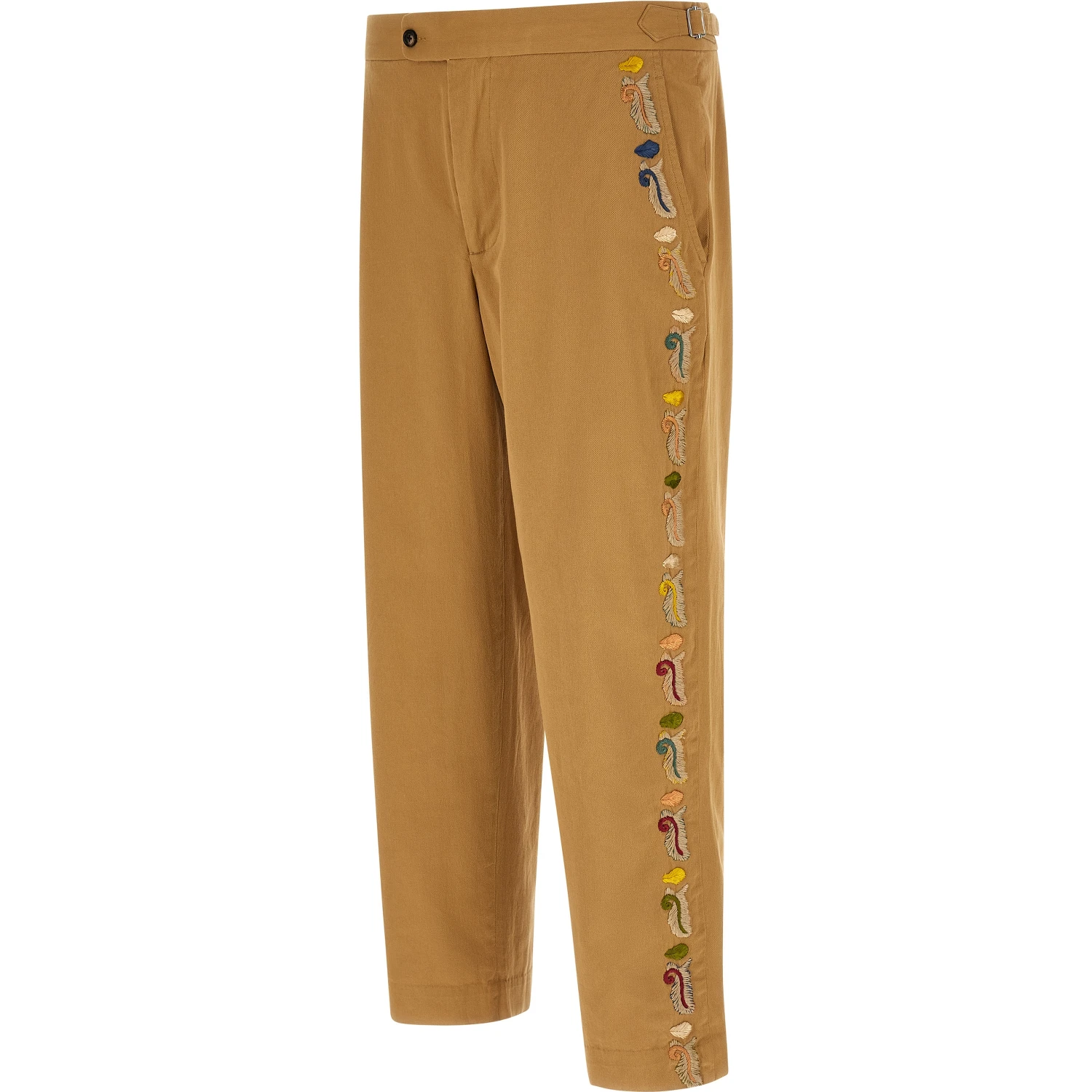 Beige Cotton Casual Pants