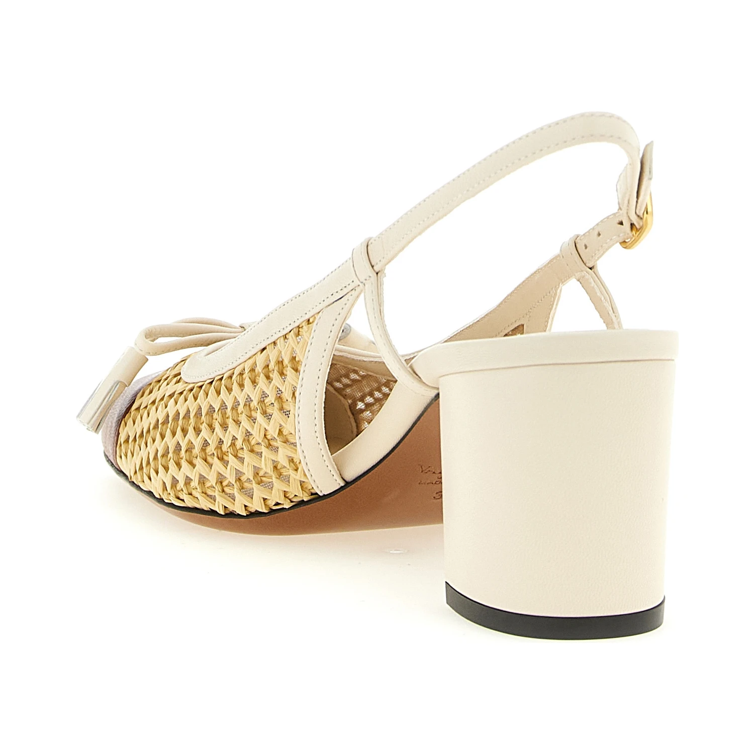 Beige Goatskin Mid Heel Pumps