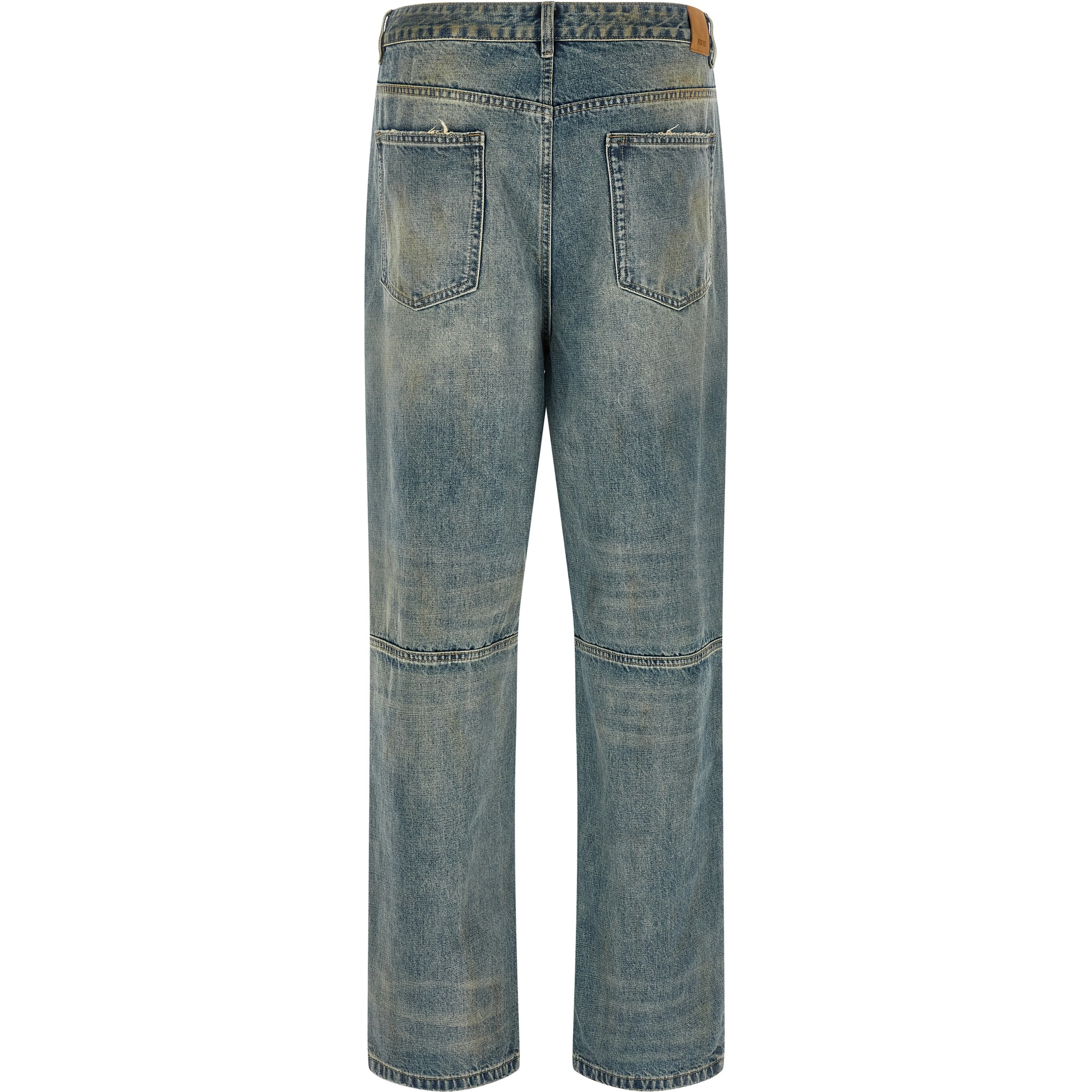 Blue Cotton Straight-Leg Jeans