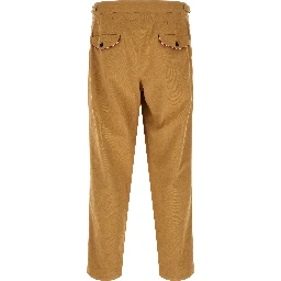 Beige Cotton Casual Pants