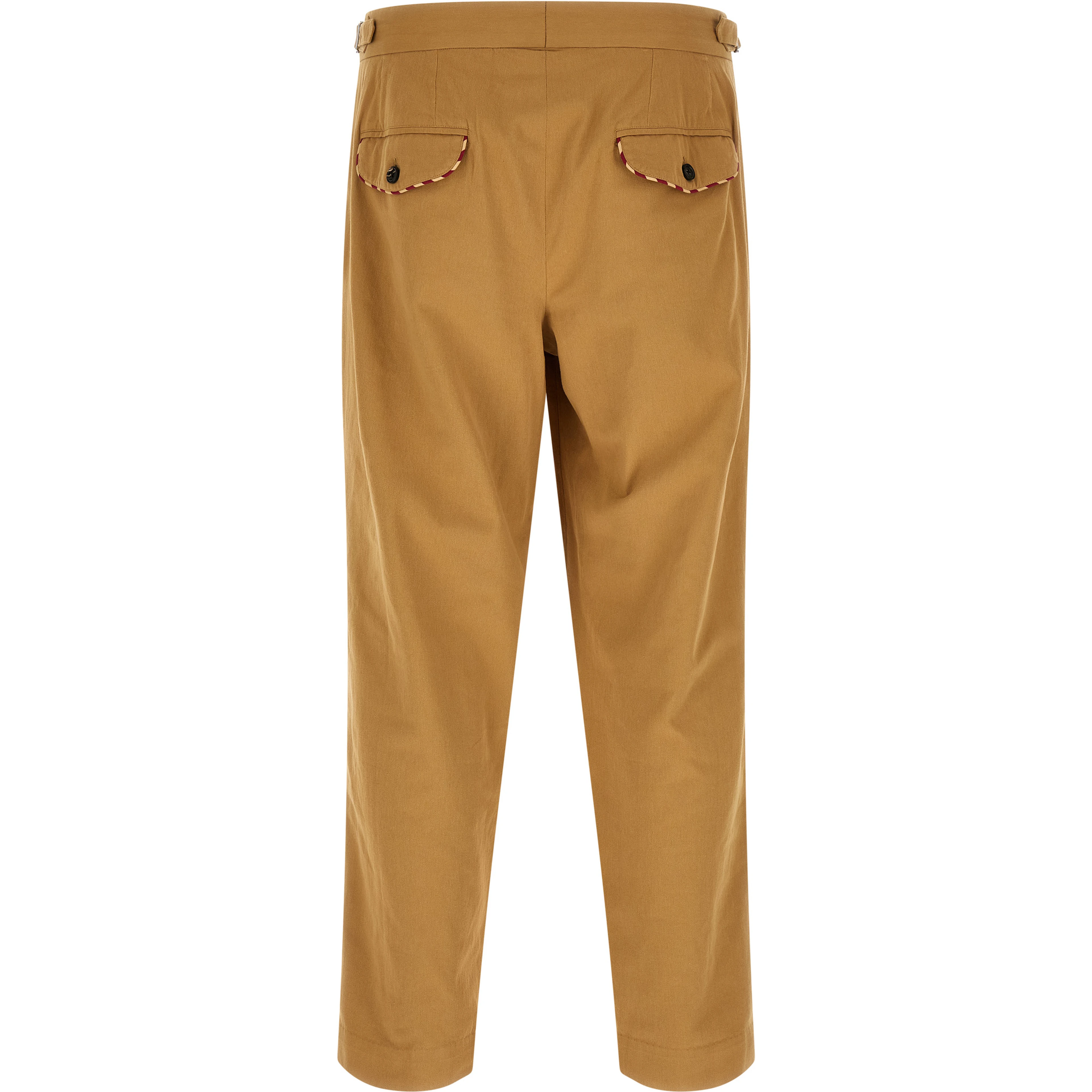 Beige Cotton Casual Pants