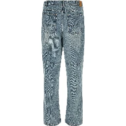 Blue Cotton Straight-Leg Jeans