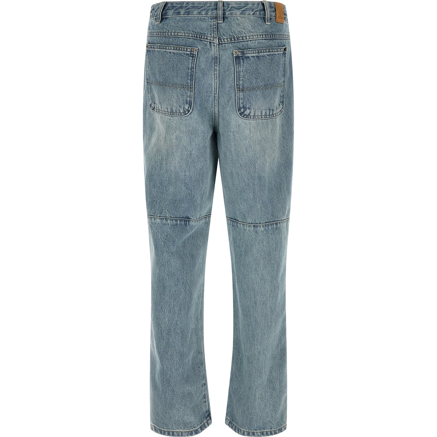 Blue Cotton Straight-Leg Jeans