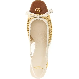 Beige Goatskin Mid Heel Pumps