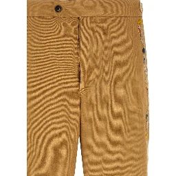 Beige Cotton Casual Pants
