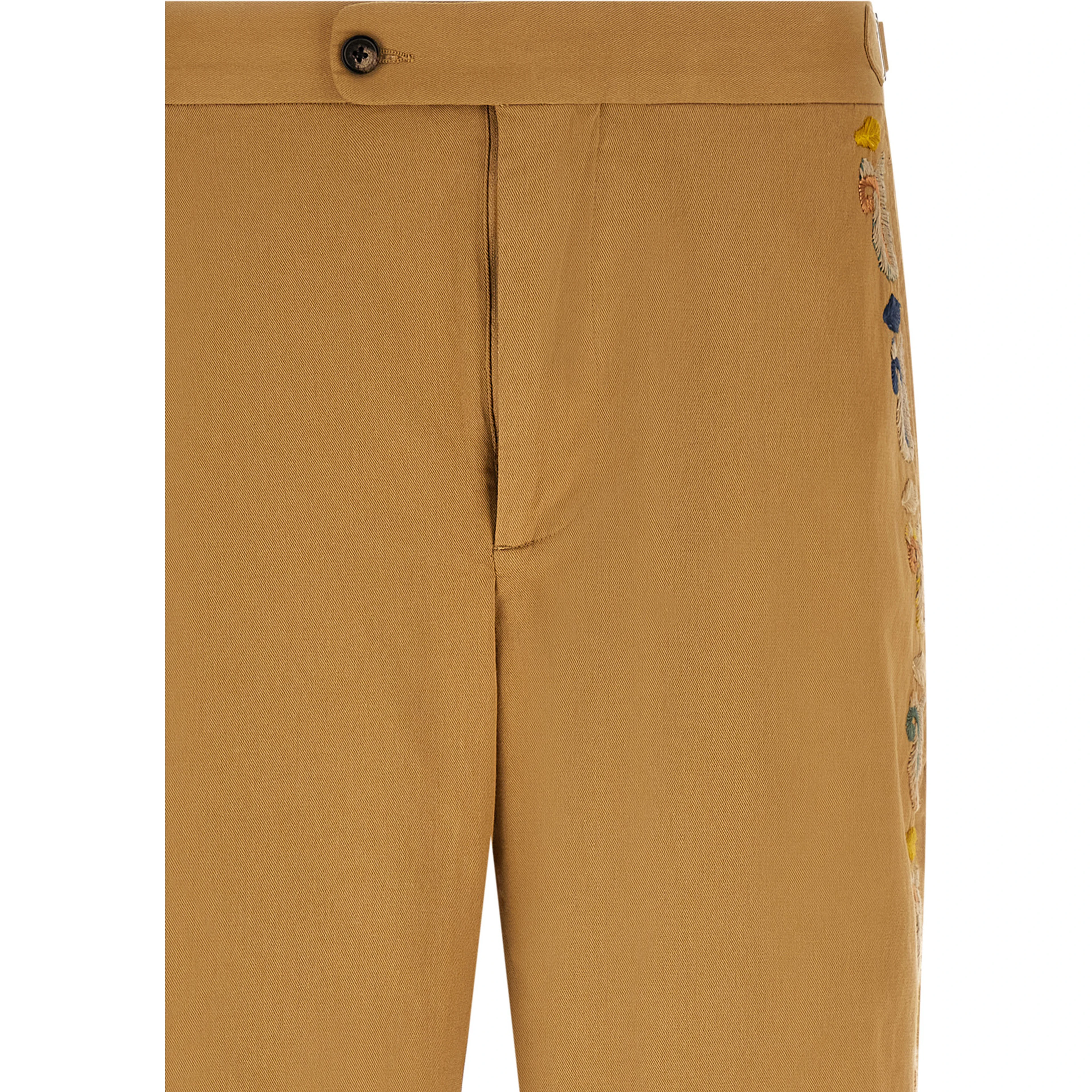 Beige Cotton Casual Pants