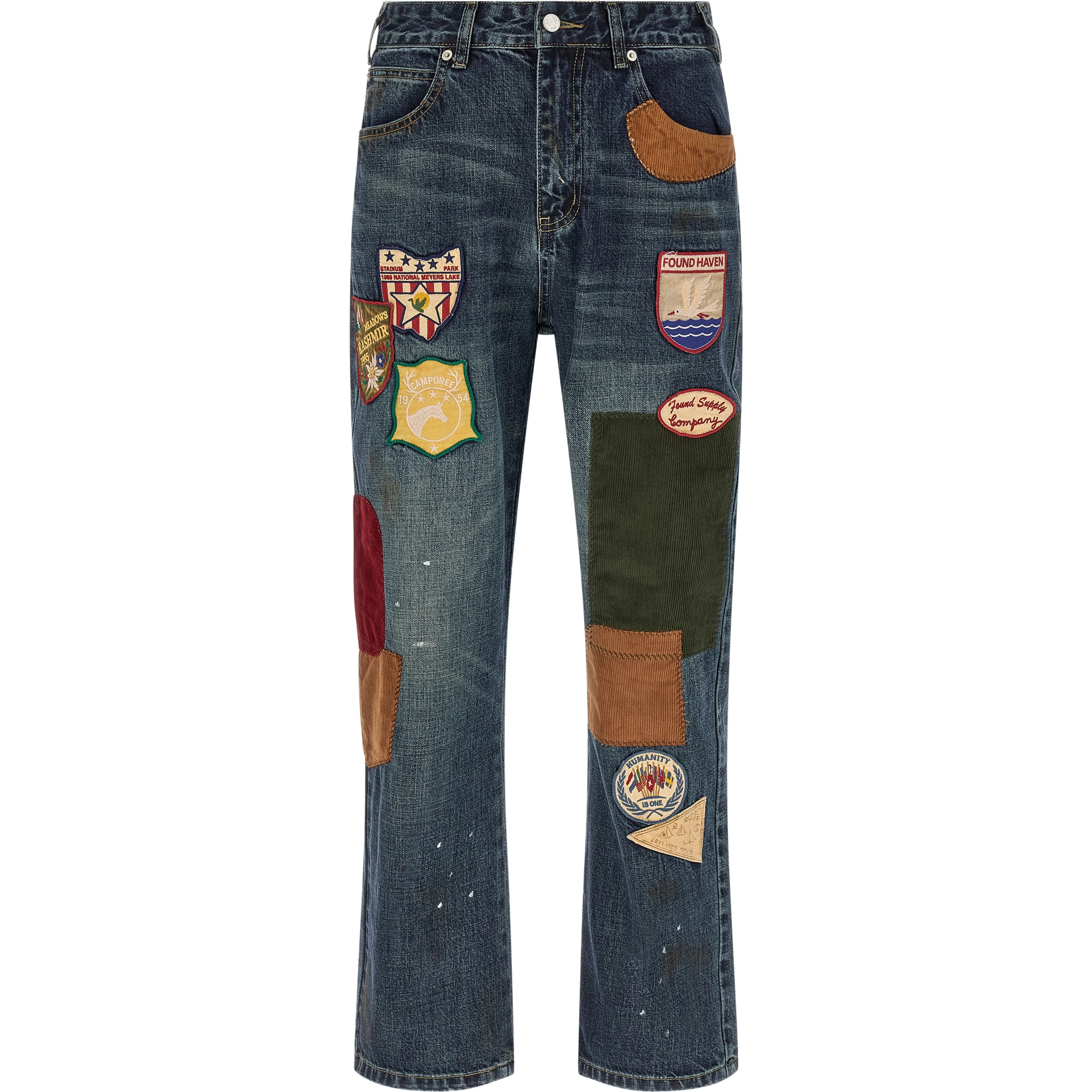 Blue Cotton Straight-Leg Jeans