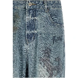 Blue Cotton Straight-Leg Jeans