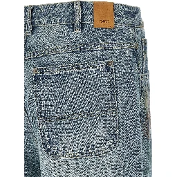 Blue Cotton Straight-Leg Jeans