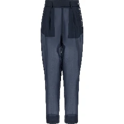 Blue Silk Casual Pants