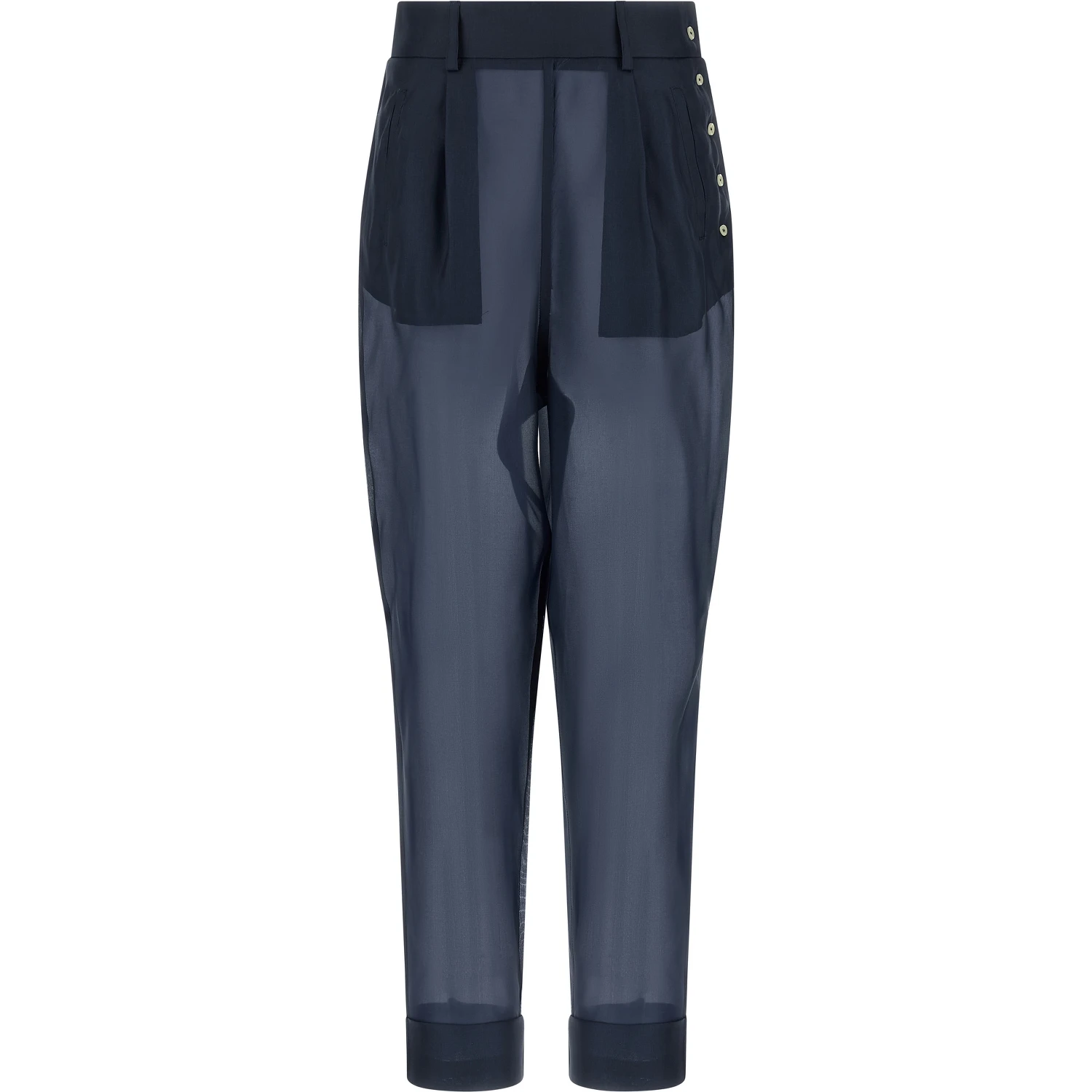 Blue Silk Casual Pants