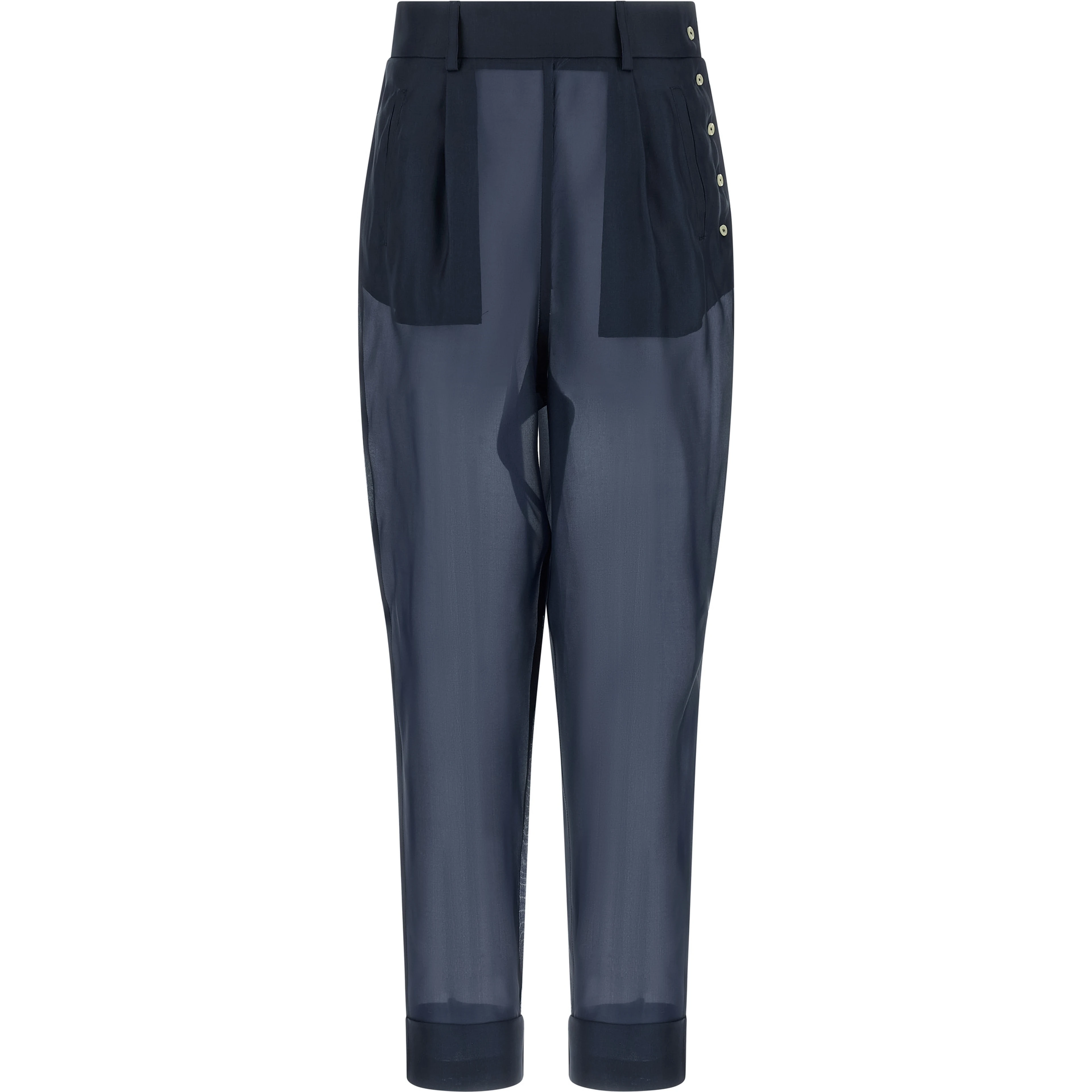 Blue Silk Casual Pants