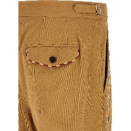 Beige Cotton Casual Pants