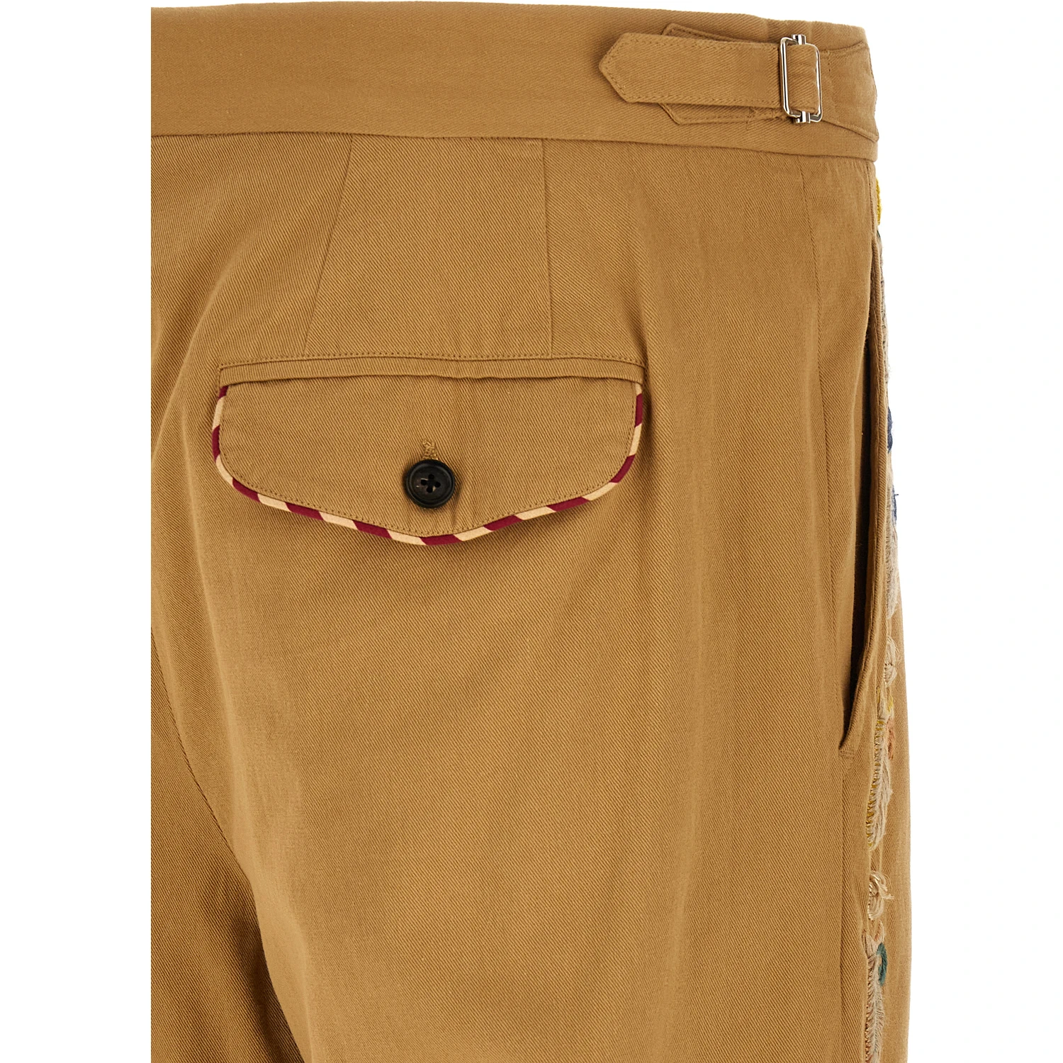 Beige Cotton Casual Pants