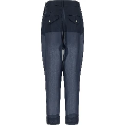 Blue Silk Casual Pants