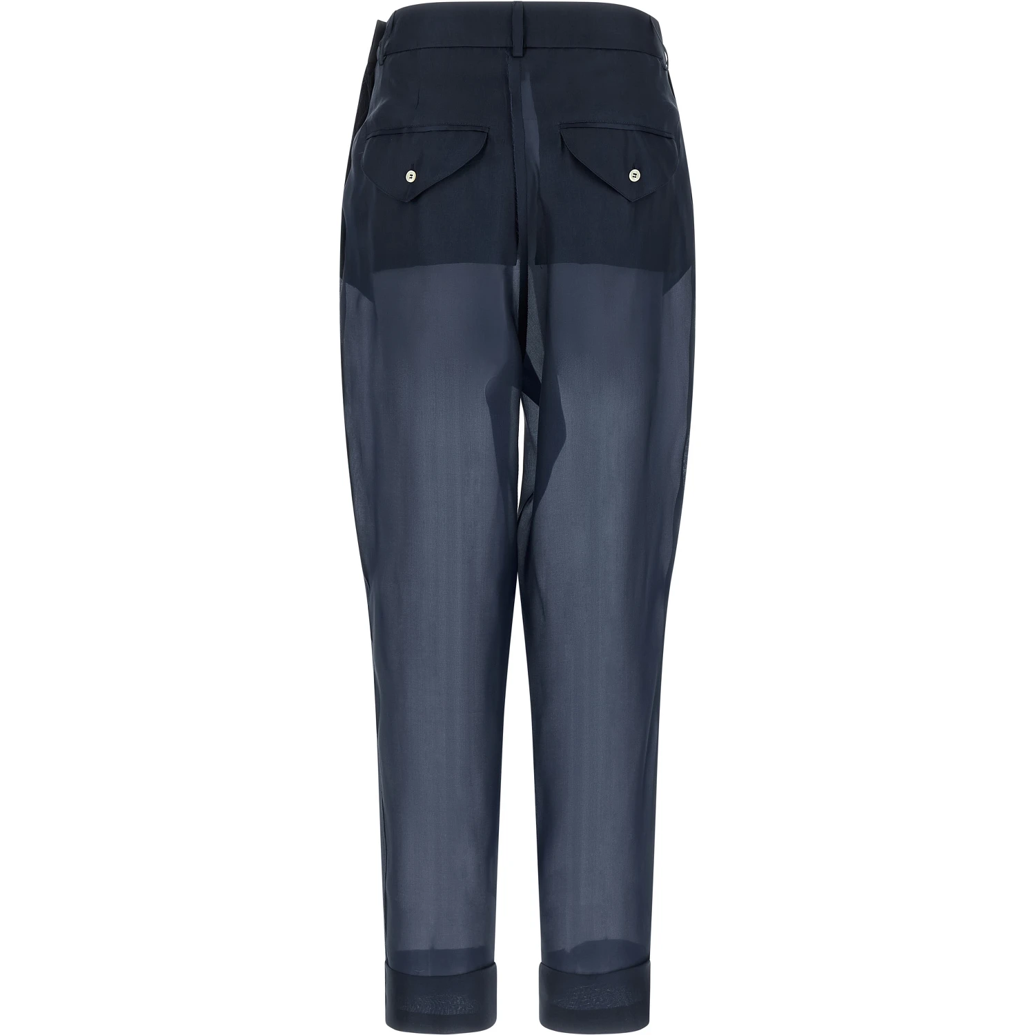 Blue Silk Casual Pants