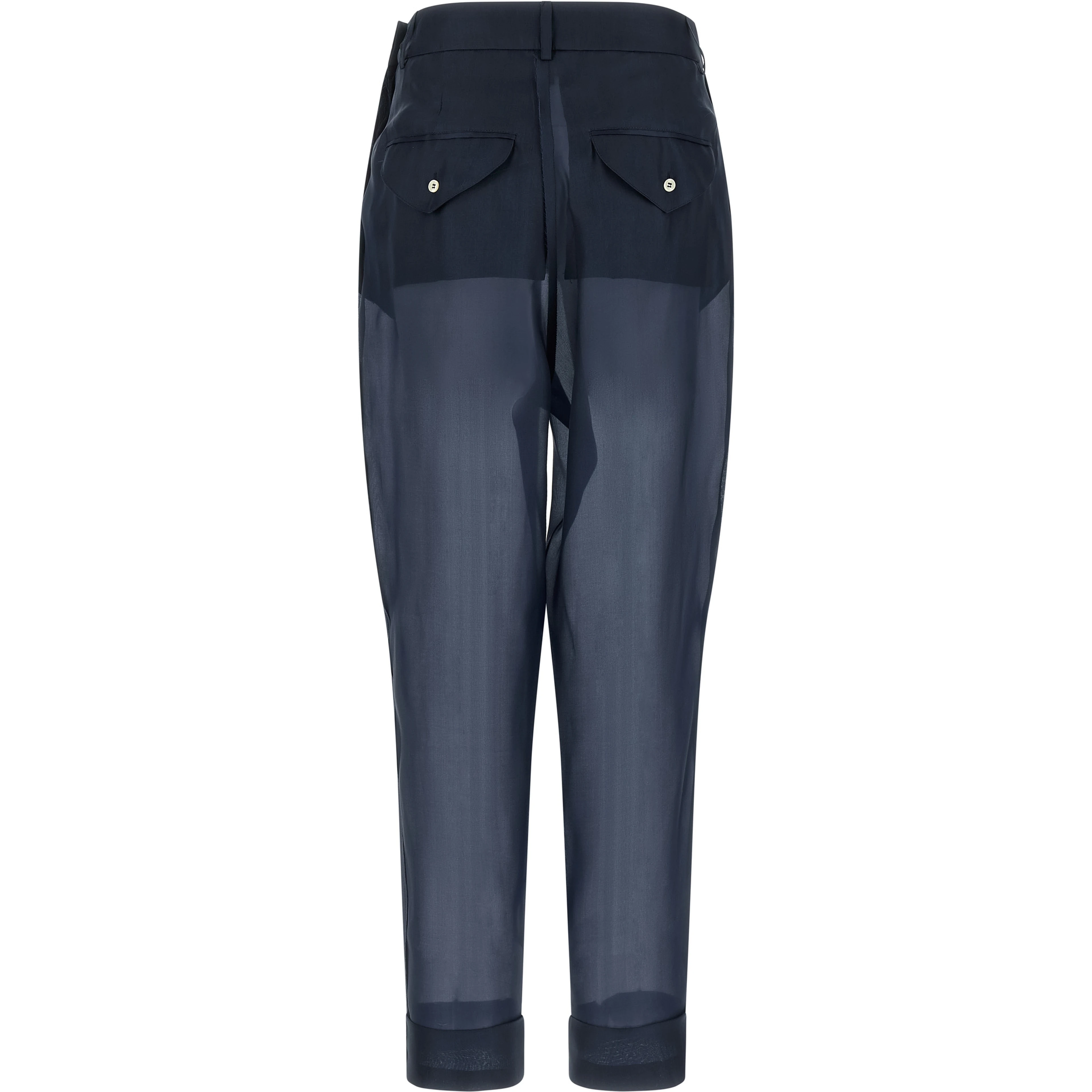Blue Silk Casual Pants