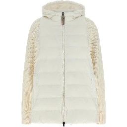 White Polyester Full-Length Jacket