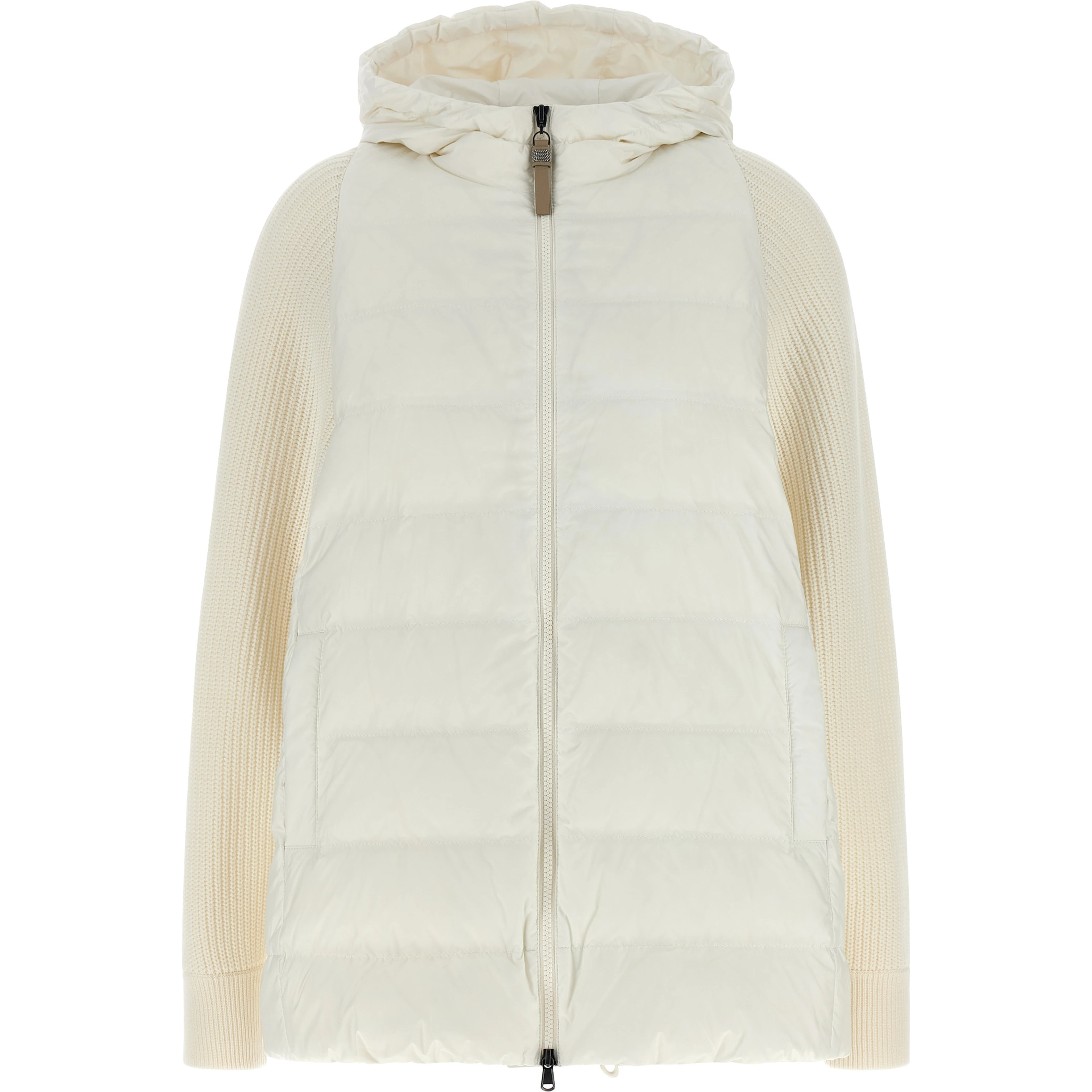 White Polyester Full-Length Jacket