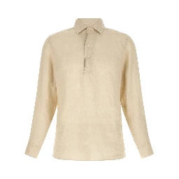 Beige Linen Polo Shirt