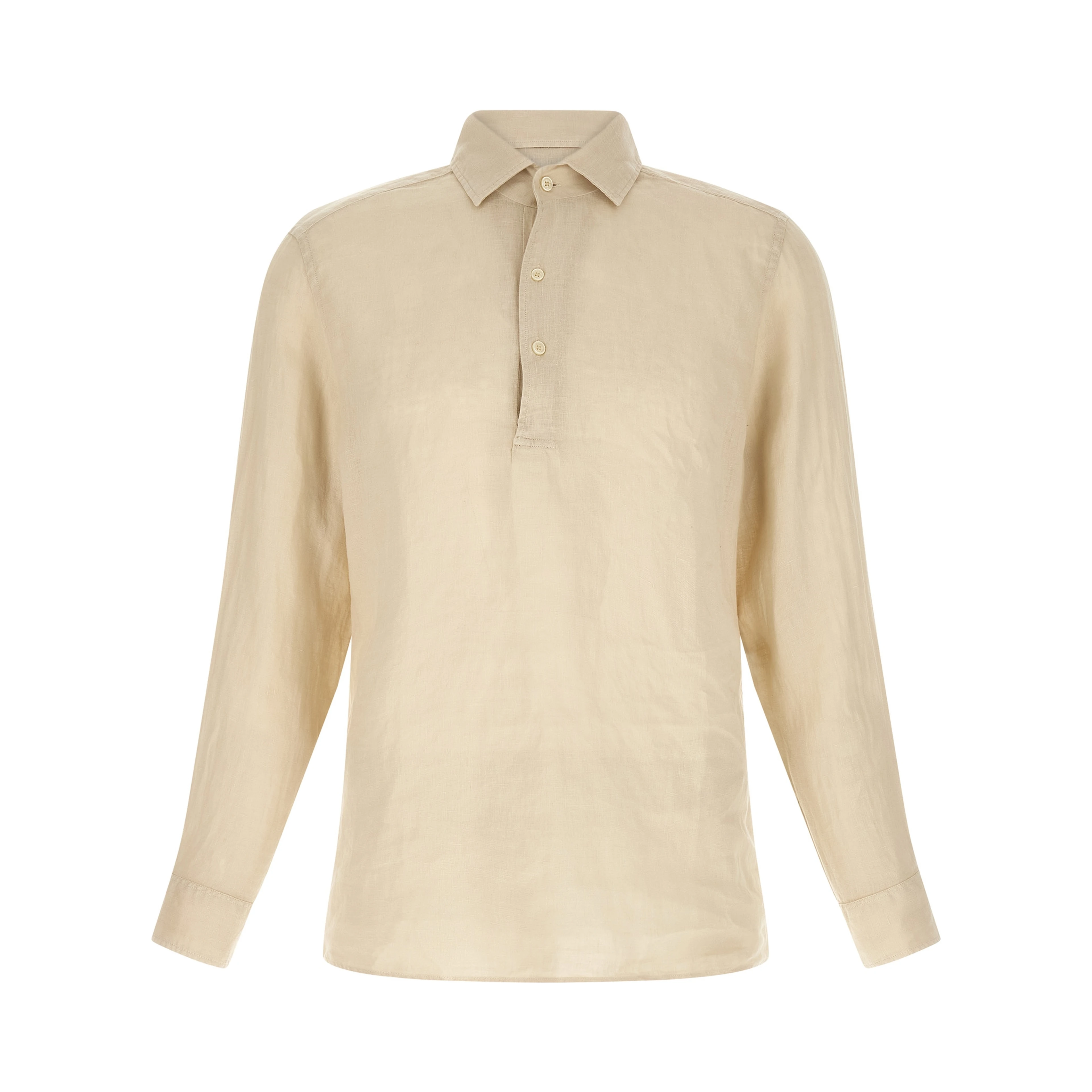 Beige Linen Polo Shirt