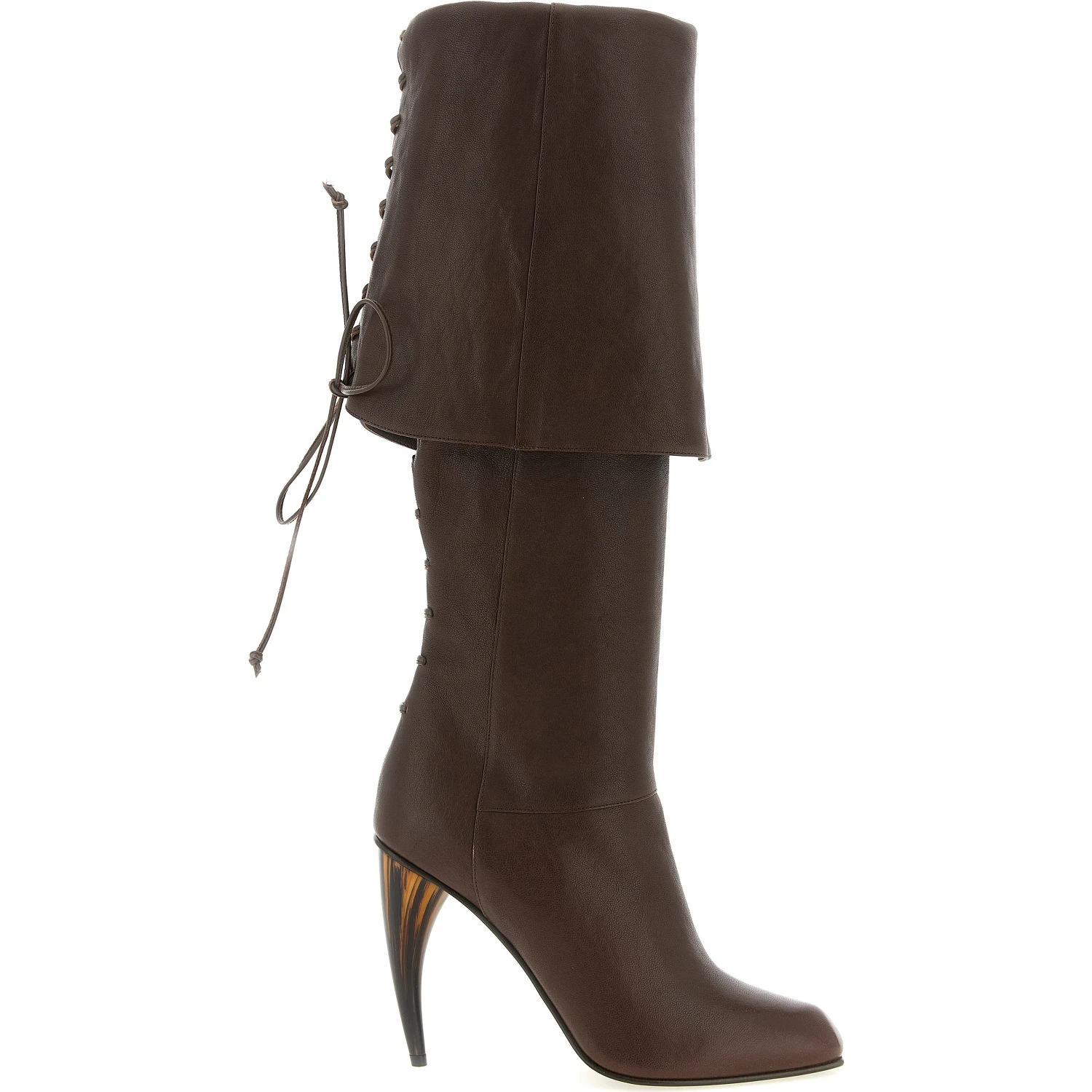 Brown Lamb Leather Over The Knee