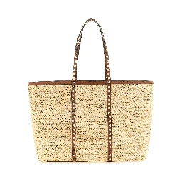Beige Straw Tote Bag