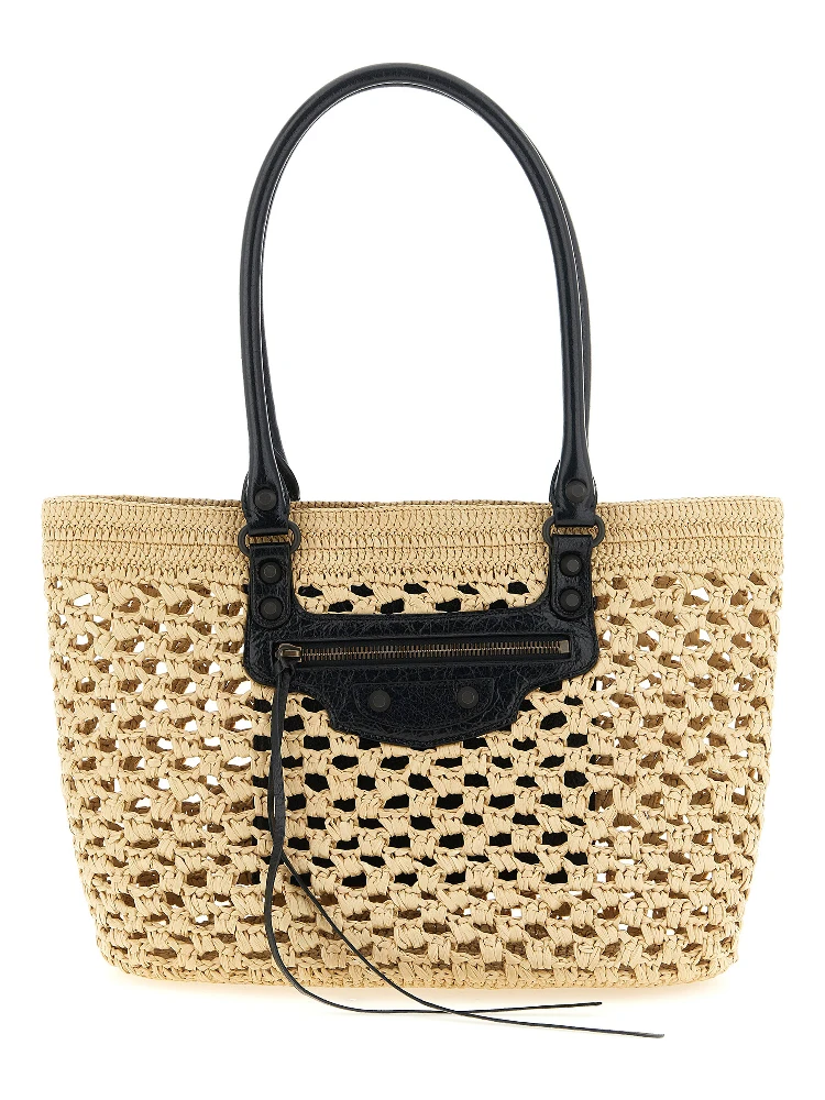 Beige Viscose Shoulder Bag