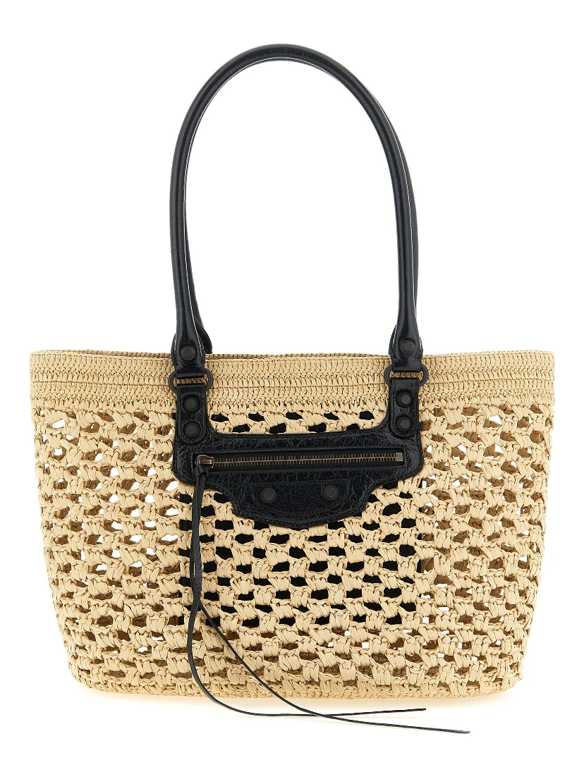Beige Viscose Shoulder Bag