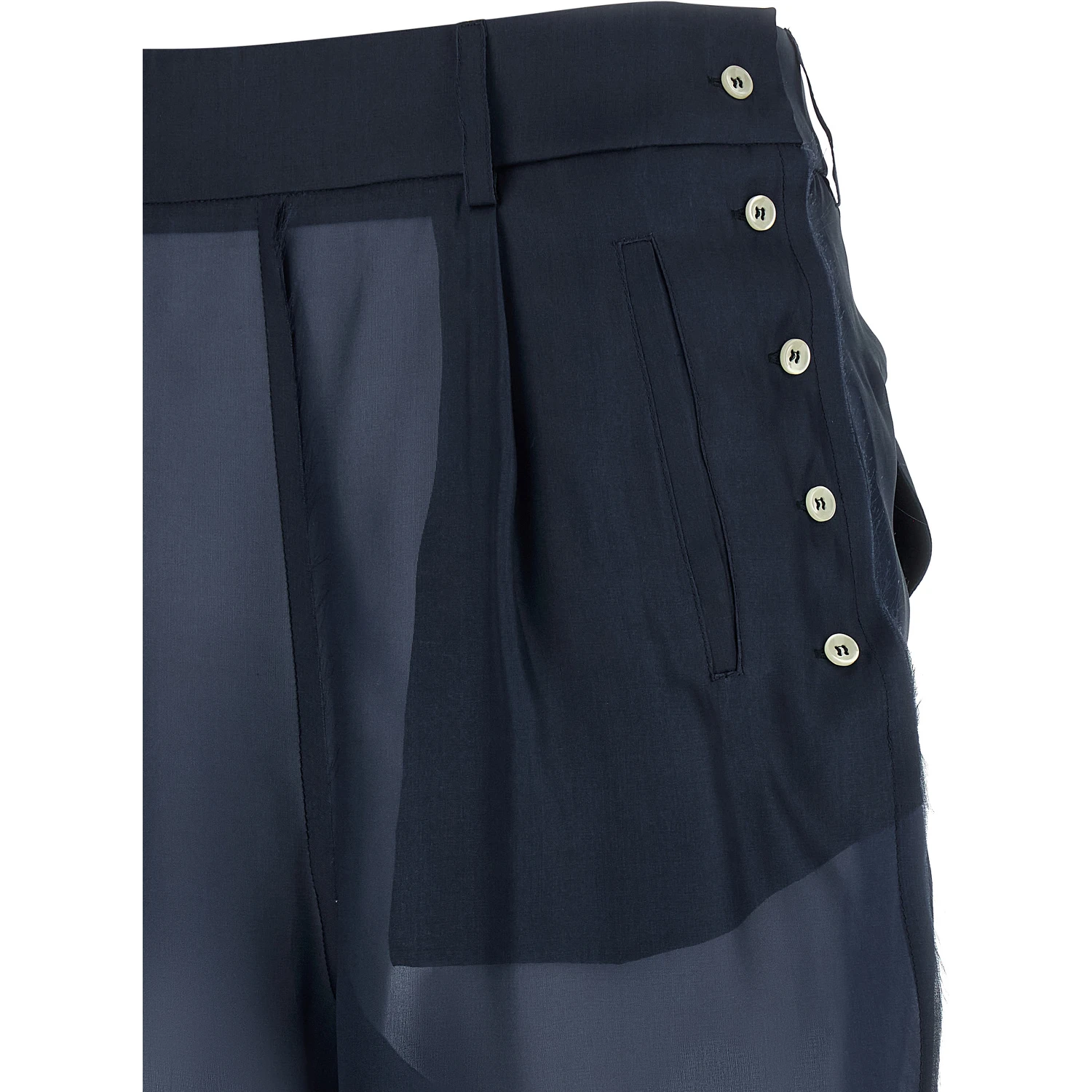 Blue Silk Casual Pants