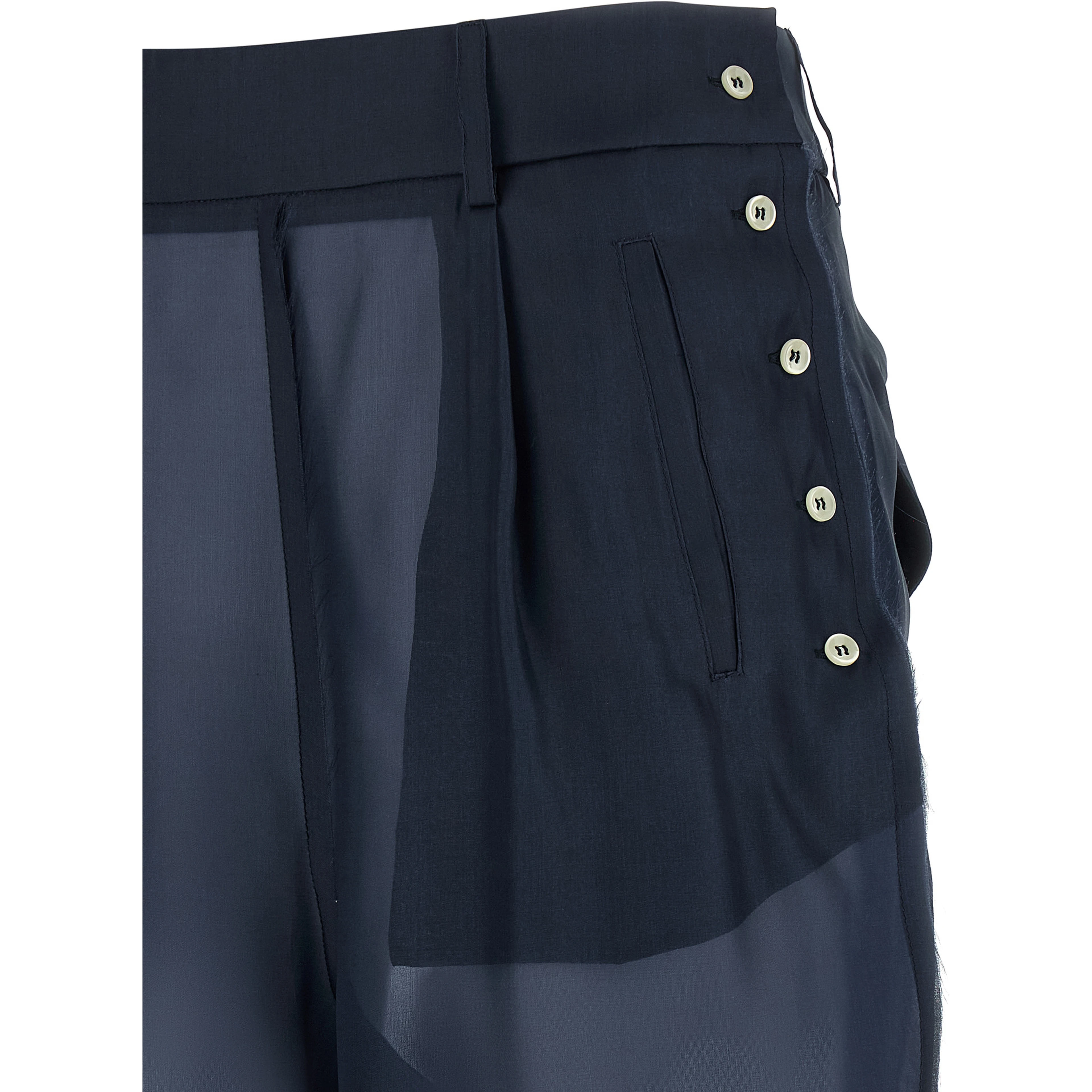 Blue Silk Casual Pants