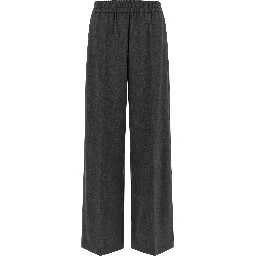 Gray Virgin Wool Flared Pants