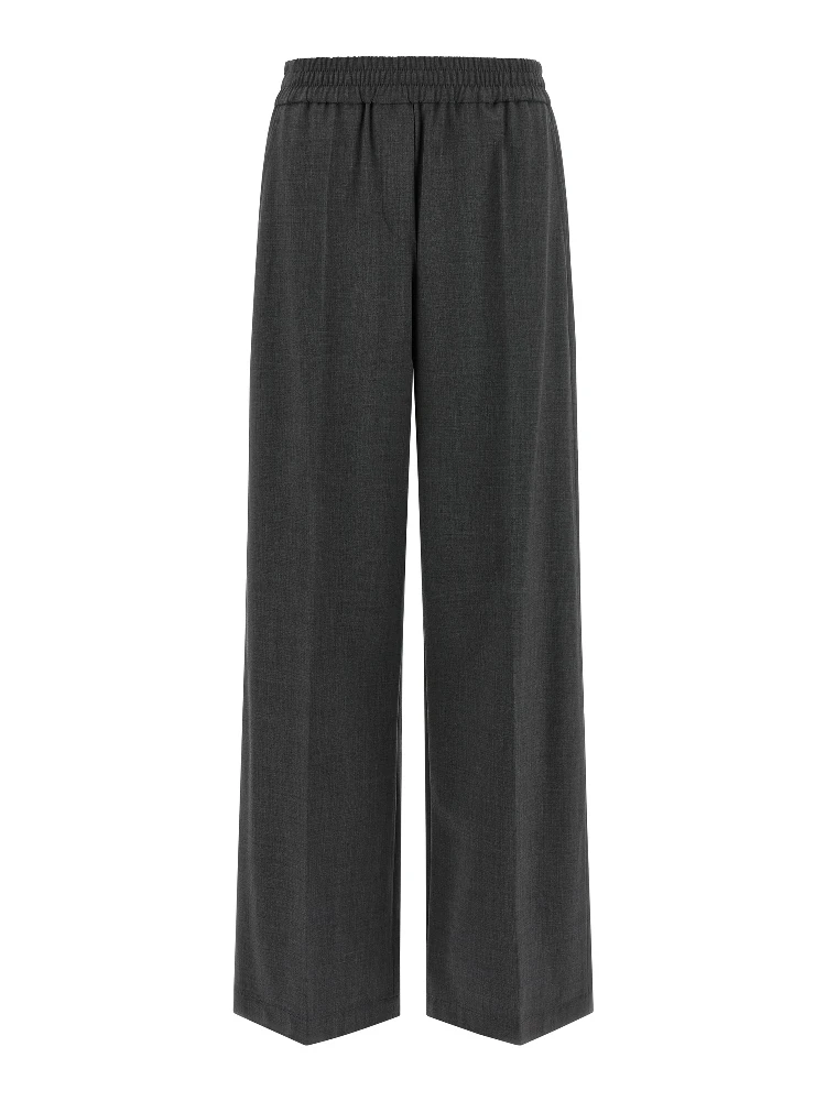Gray Virgin Wool Flared Pants