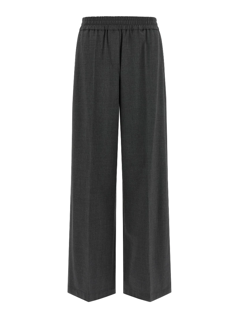 Gray Virgin Wool Flared Pants